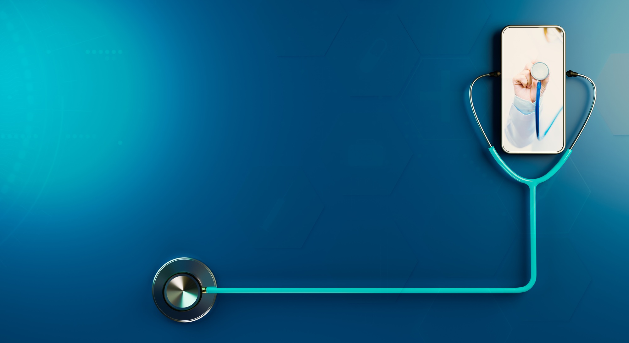 blue stethoscope with telemedicine concept