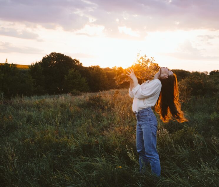 National Relaxation Day, relaxation practices, mental health, slow living concept. Young girl with